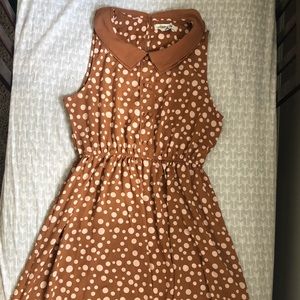 Forever 21 brown & pink polka dot mini dress Sz L